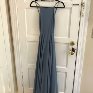 Floor length light blue dress